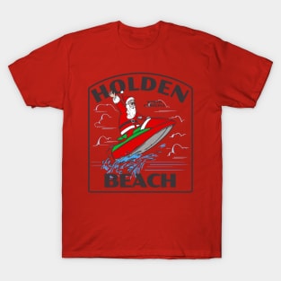 Holden Beach, NC Christmas Vacationing Waterskiing Santa T-Shirt